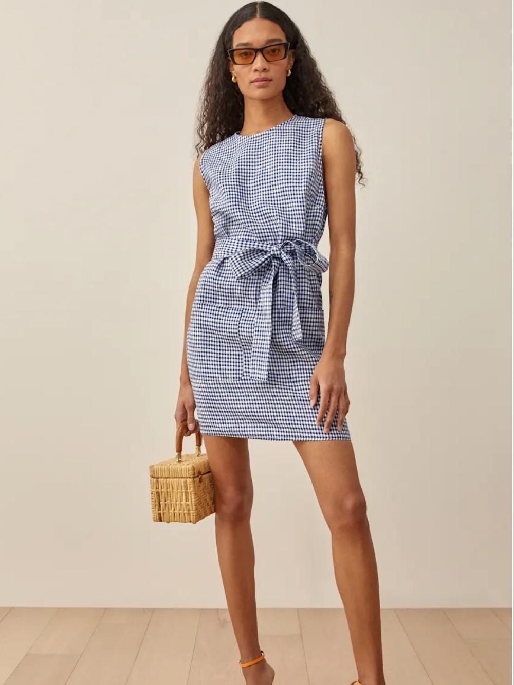 Reformation Blue and White Linen Dress